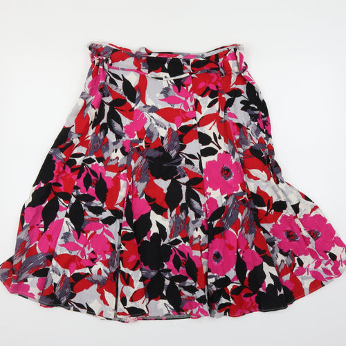 M&Co Womens Pink Floral  A-Line Skirt Size 14
