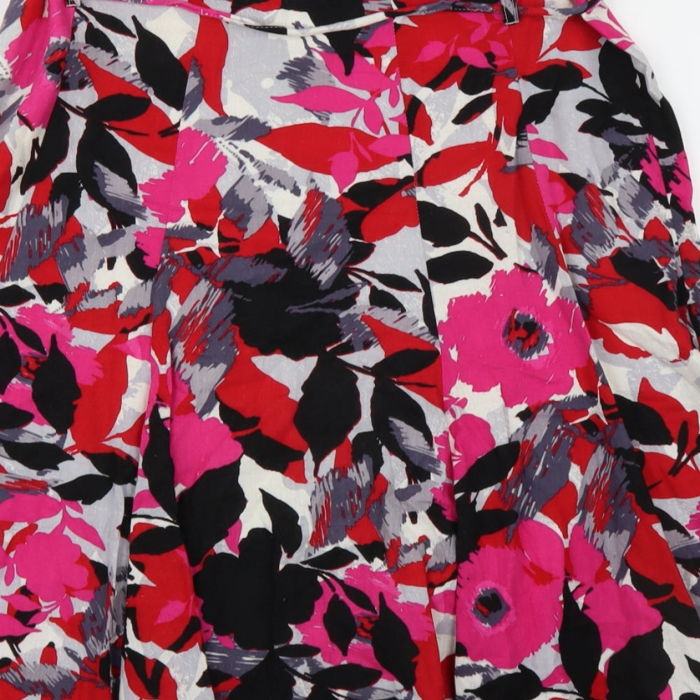 M&Co Womens Pink Floral  A-Line Skirt Size 14