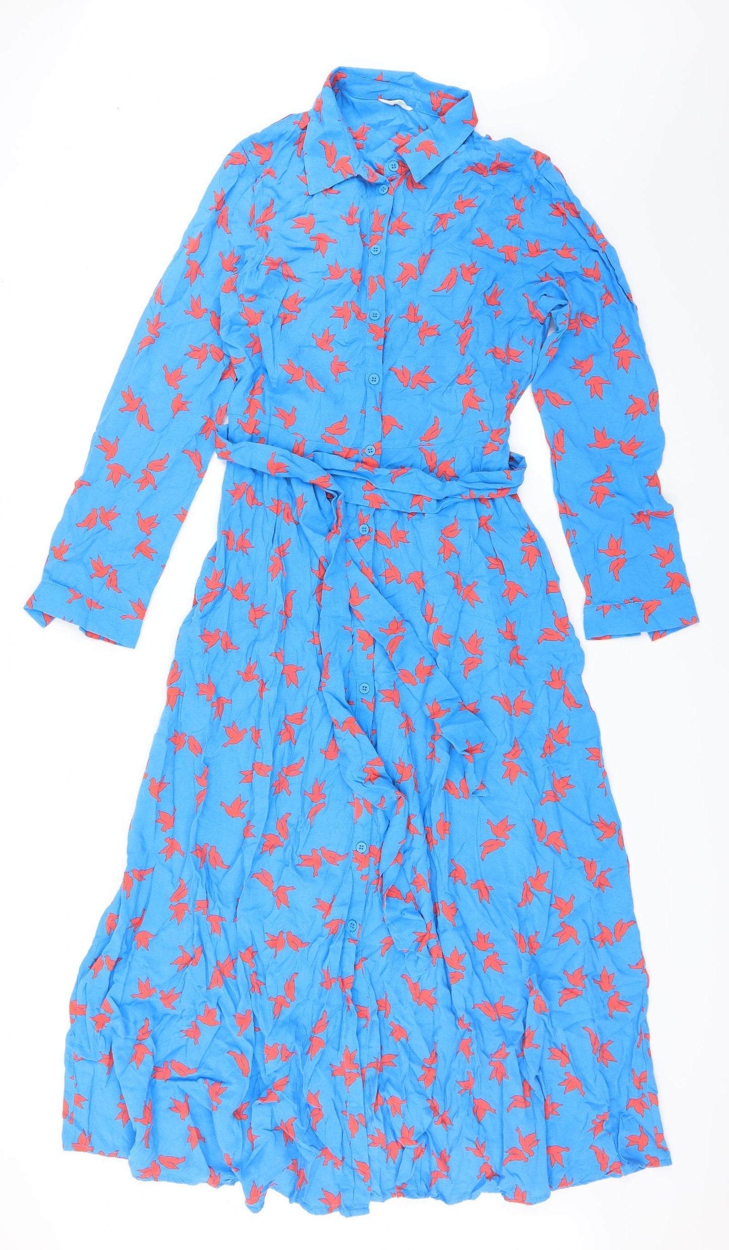 Hush Womens Blue Animal Print  Shirt Dress  Size 12