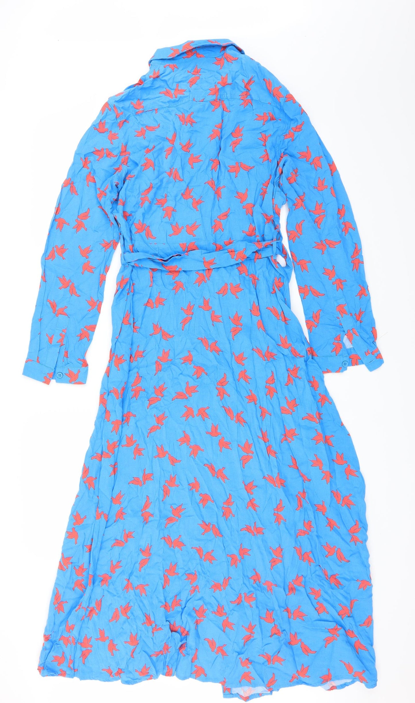 Hush Womens Blue Animal Print  Shirt Dress  Size 12