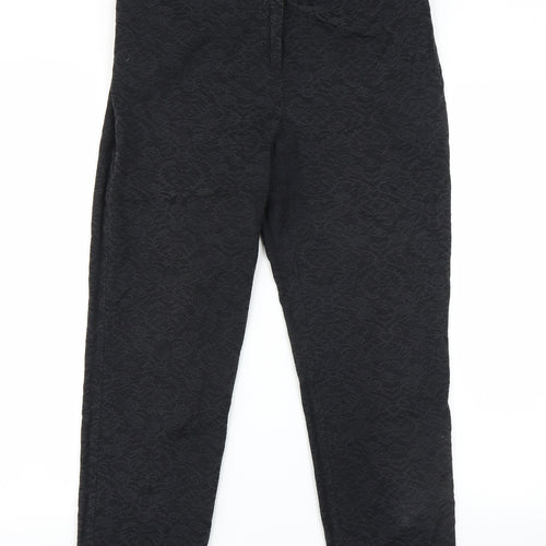 Marks and Spencer Womens Black Floral  Trousers  Size 12 L27 in