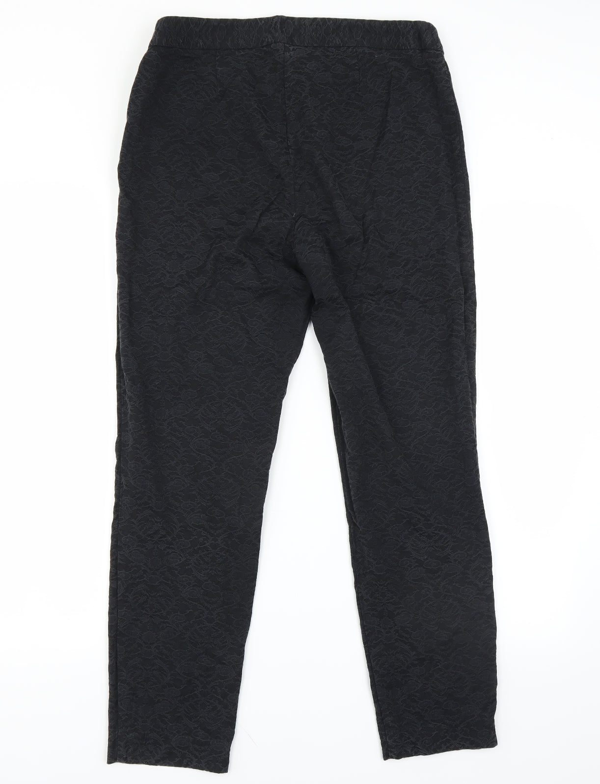 Marks and Spencer Womens Black Floral  Trousers  Size 12 L27 in