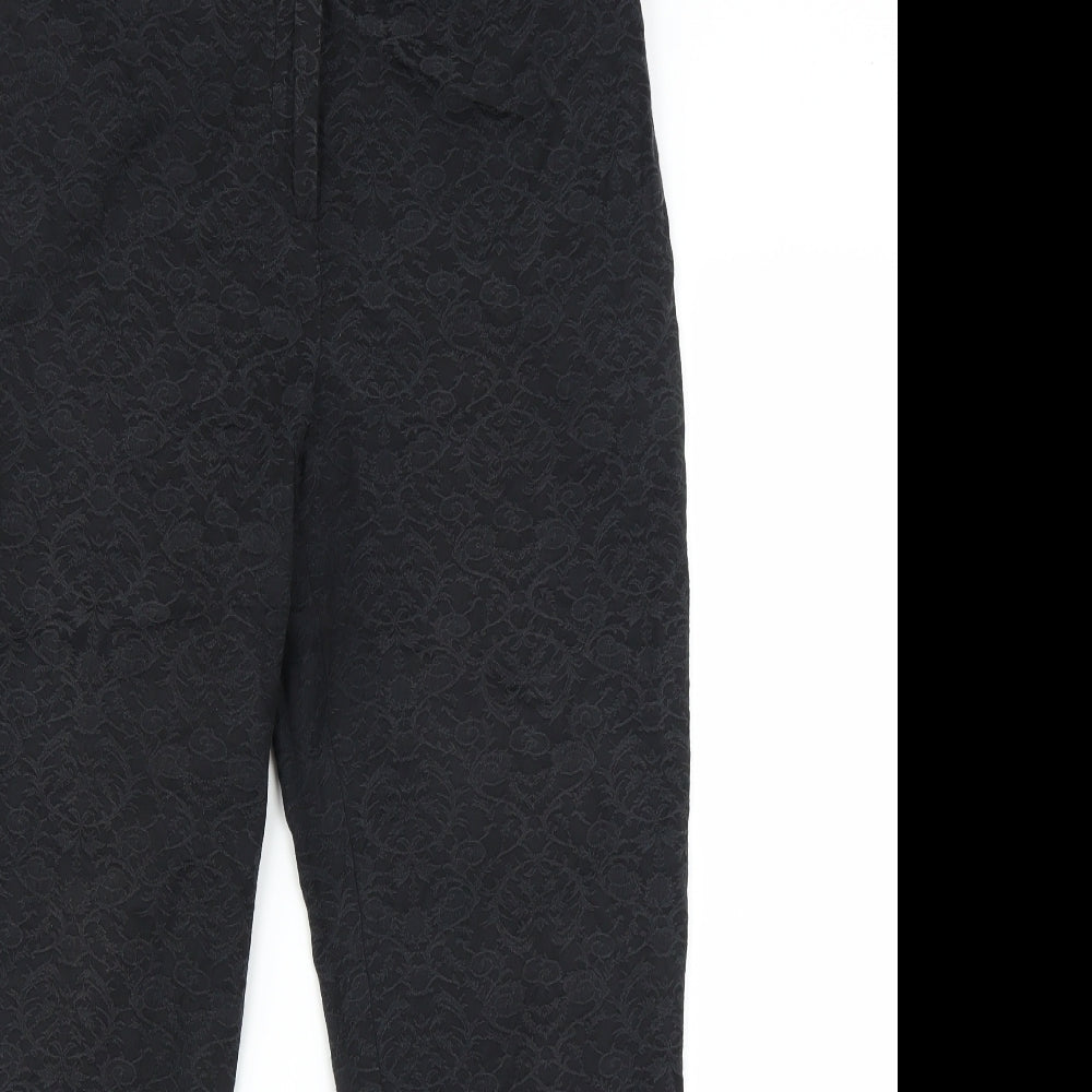 Marks and Spencer Womens Black Floral  Trousers  Size 12 L27 in