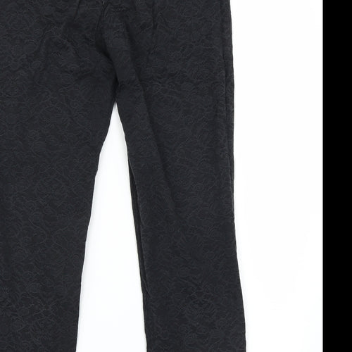 Marks and Spencer Womens Black Floral  Trousers  Size 12 L27 in