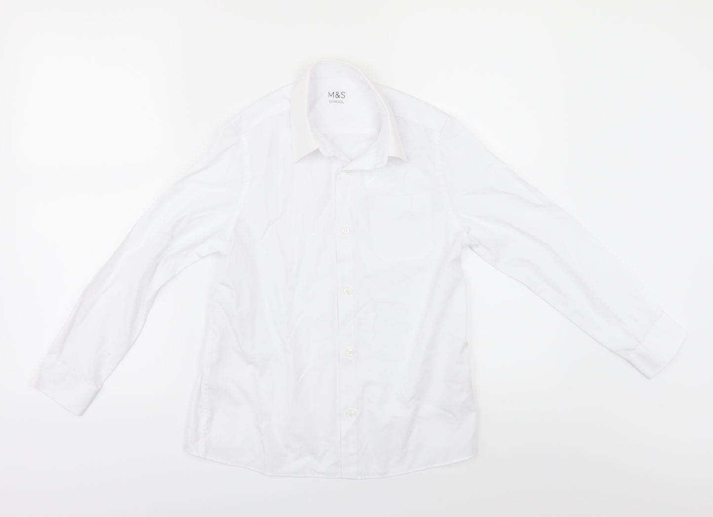 Marks and Spencer Girls White   Basic Button-Up Size 8-9 Years  - SCHOOL