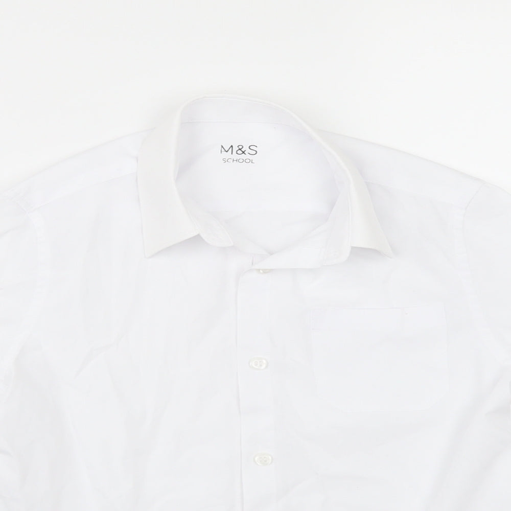 Marks and Spencer Girls White   Basic Button-Up Size 8-9 Years  - SCHOOL