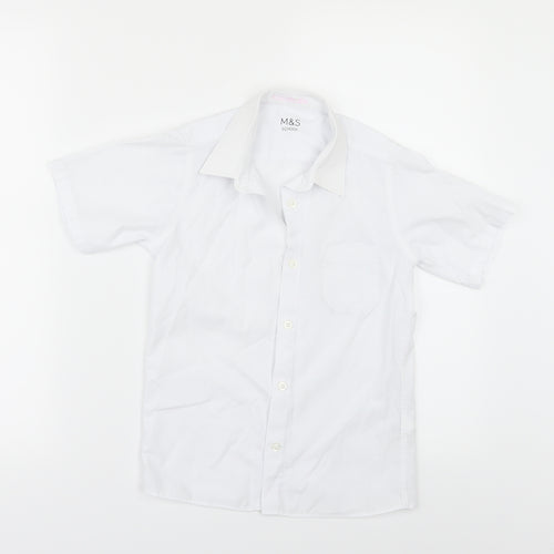 Marks and Spencer Girls White   Basic Button-Up Size 8-9 Years  - SCHOOL