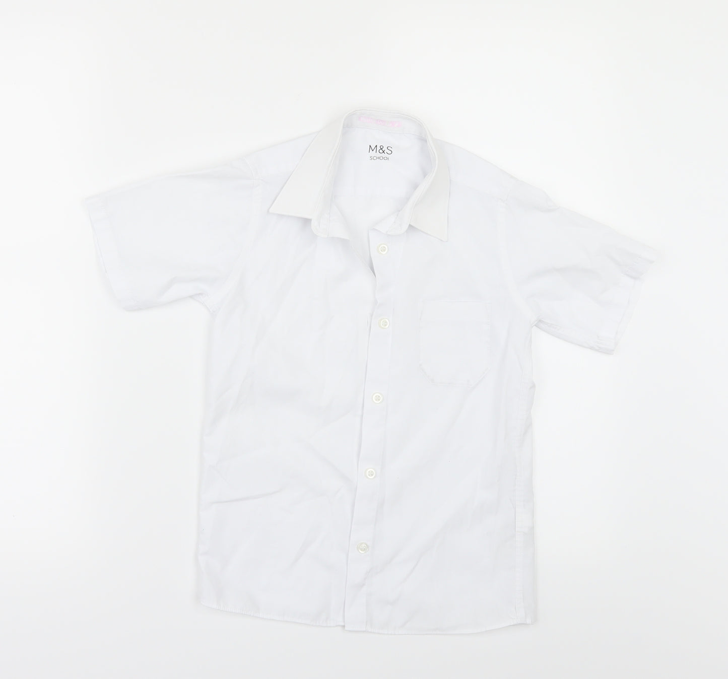 Marks and Spencer Girls White   Basic Button-Up Size 8-9 Years  - SCHOOL