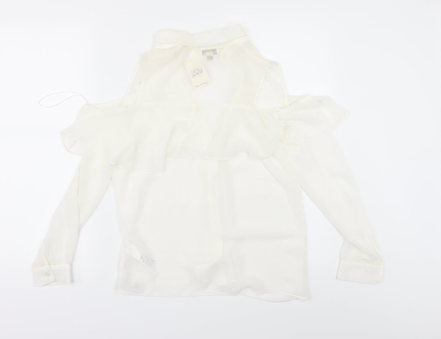 Miss Selfridge Womens Ivory  Chiffon Tunic Button-Up Size 10  - cold shoulder