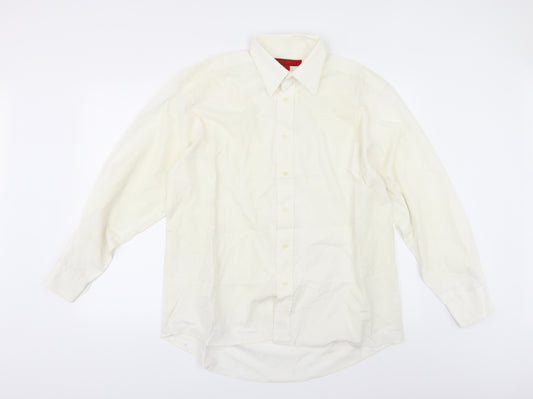 Front view of I D A H O men’s ivory button-up, size 16