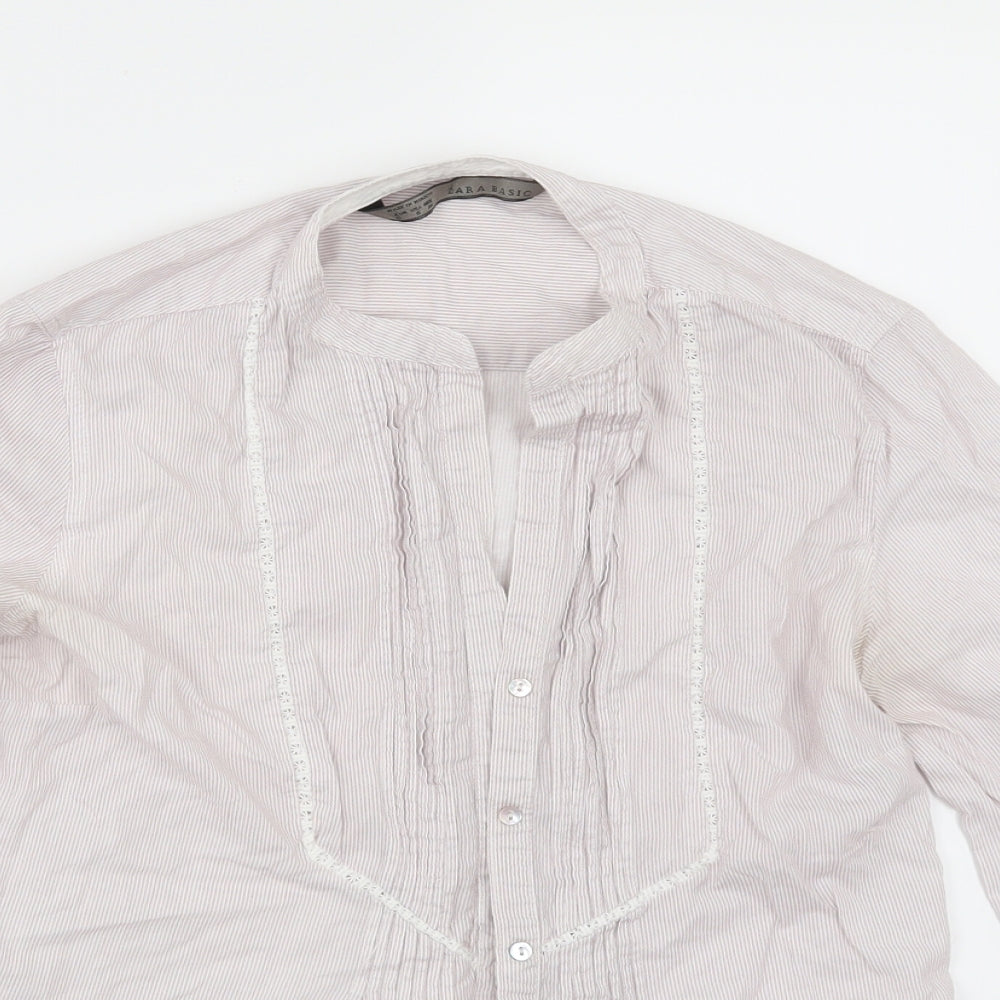Zara Womens Red Striped  Tunic Button-Up Size S