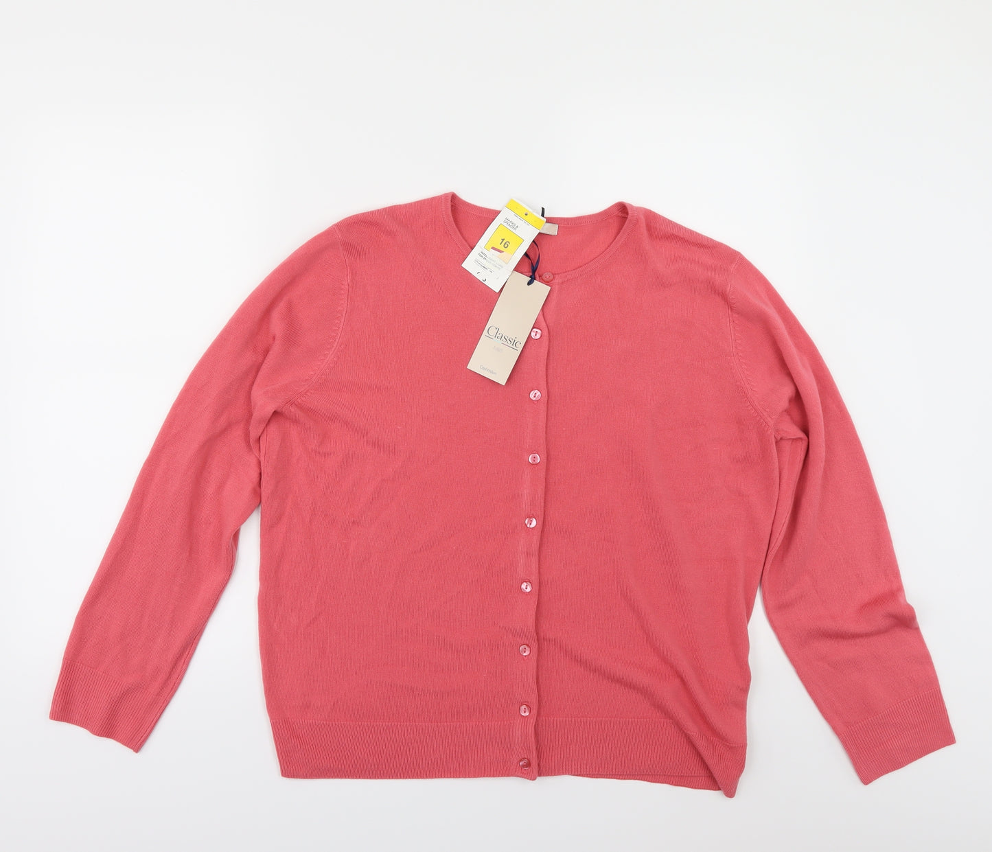 Marks and Spencer Womens Pink   Cardigan Jumper Size 16