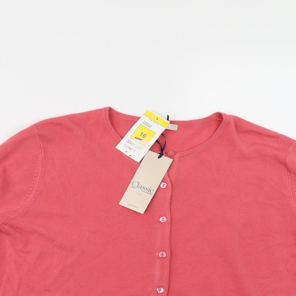 Marks and Spencer Womens Pink   Cardigan Jumper Size 16