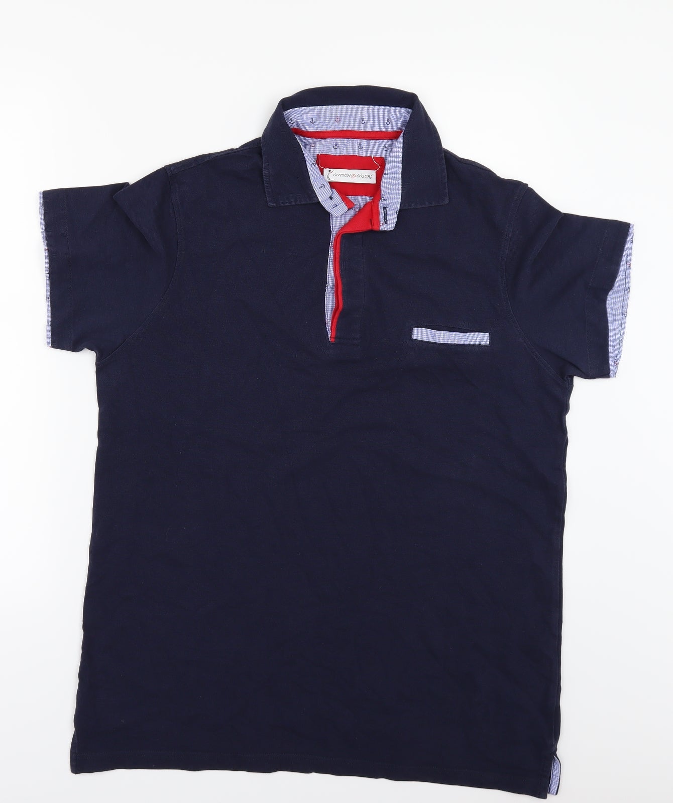 COTTON COLORS Mens Blue    Polo Size XL