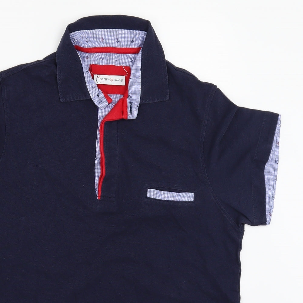 COTTON COLORS Mens Blue    Polo Size XL