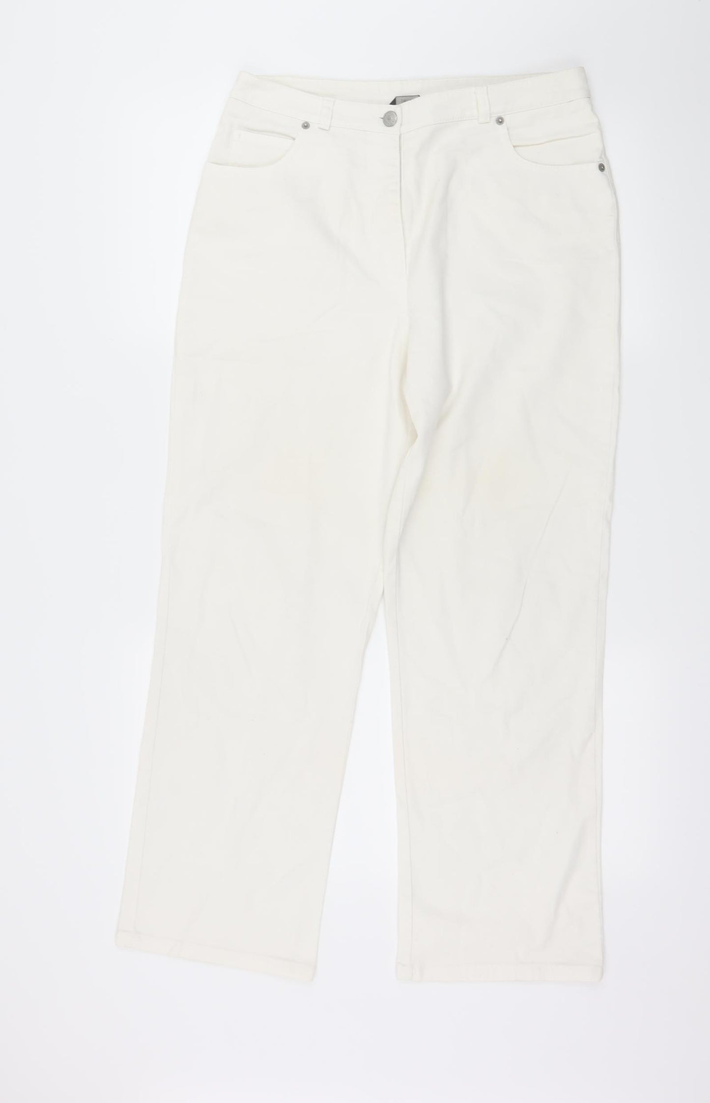 Essentials Womens White  Denim Straight Jeans Size 12 L27 in