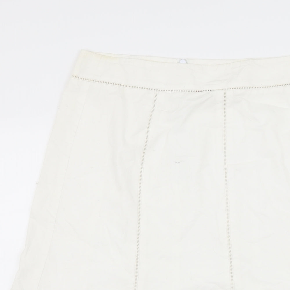Preworn Womens White Striped  Flare Skirt Size 30