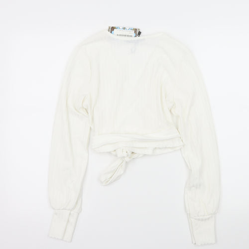 Boohoo Womens White   Wrap T-Shirt Size 14