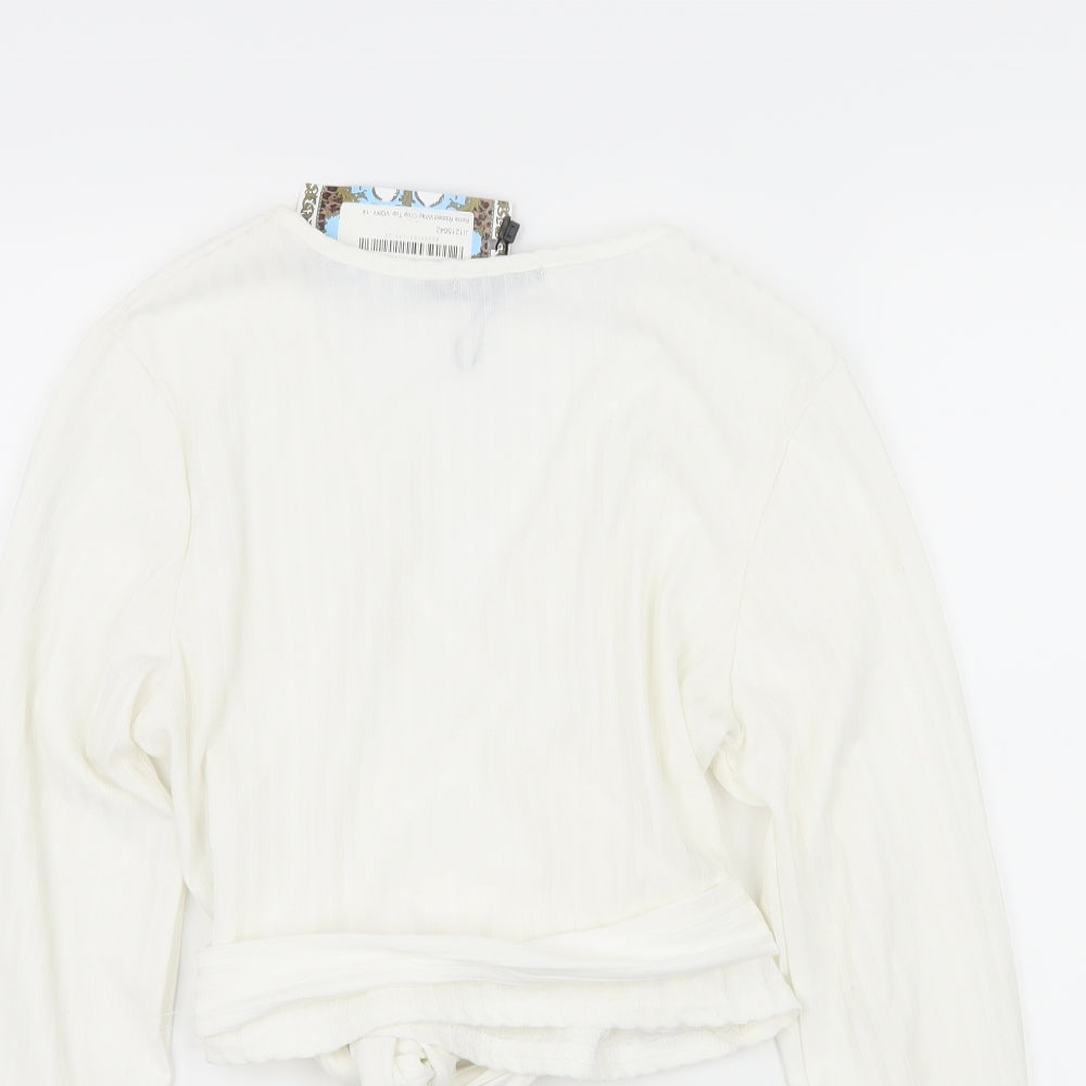 Boohoo Womens White   Wrap T-Shirt Size 14