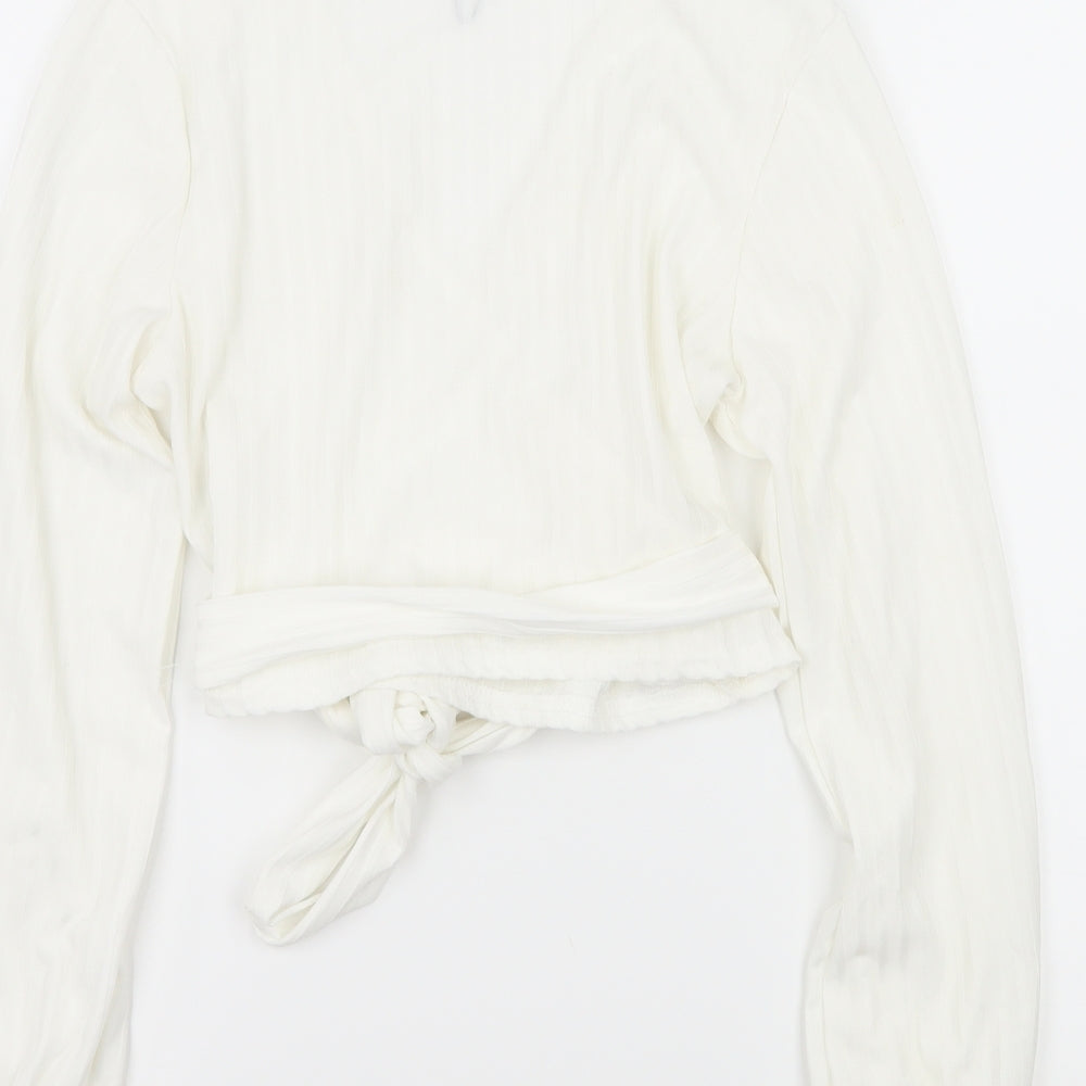 Boohoo Womens White   Wrap T-Shirt Size 14
