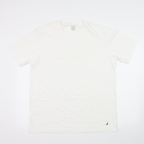 Nautica Mens White  Jersey  T-Shirt Size XL