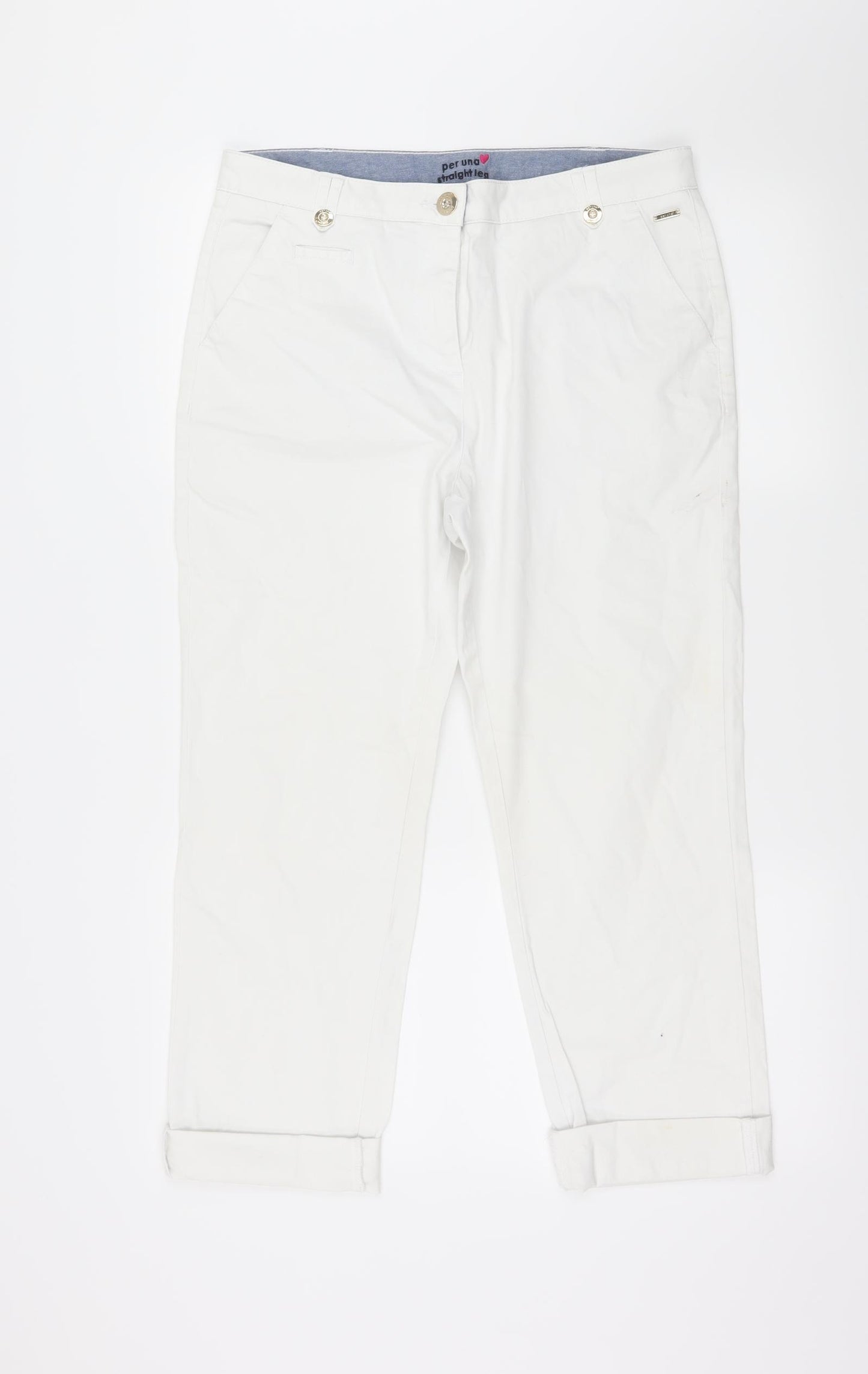 Per Una Womens White  Denim Trousers  Size 12 L24 in