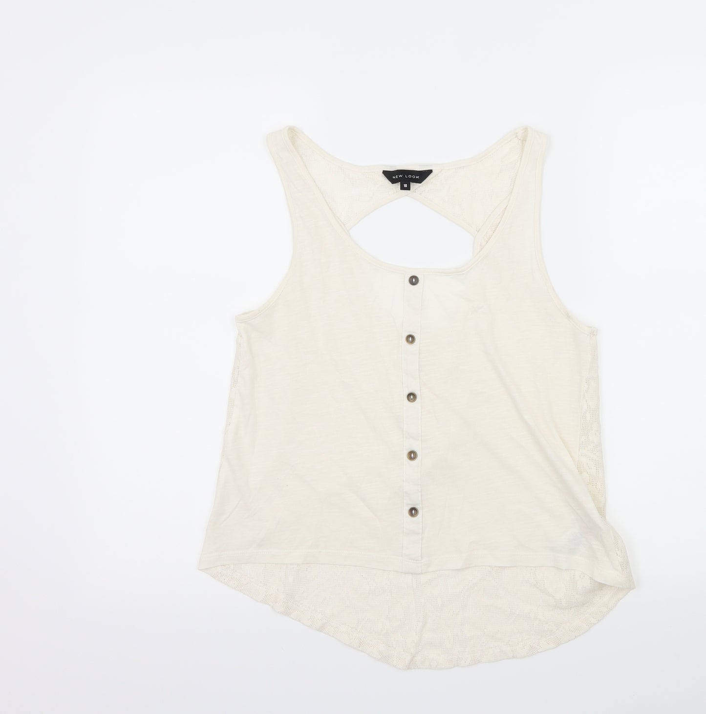 New Look Womens Ivory  Jersey Camisole Tank Size 10  - Open back
