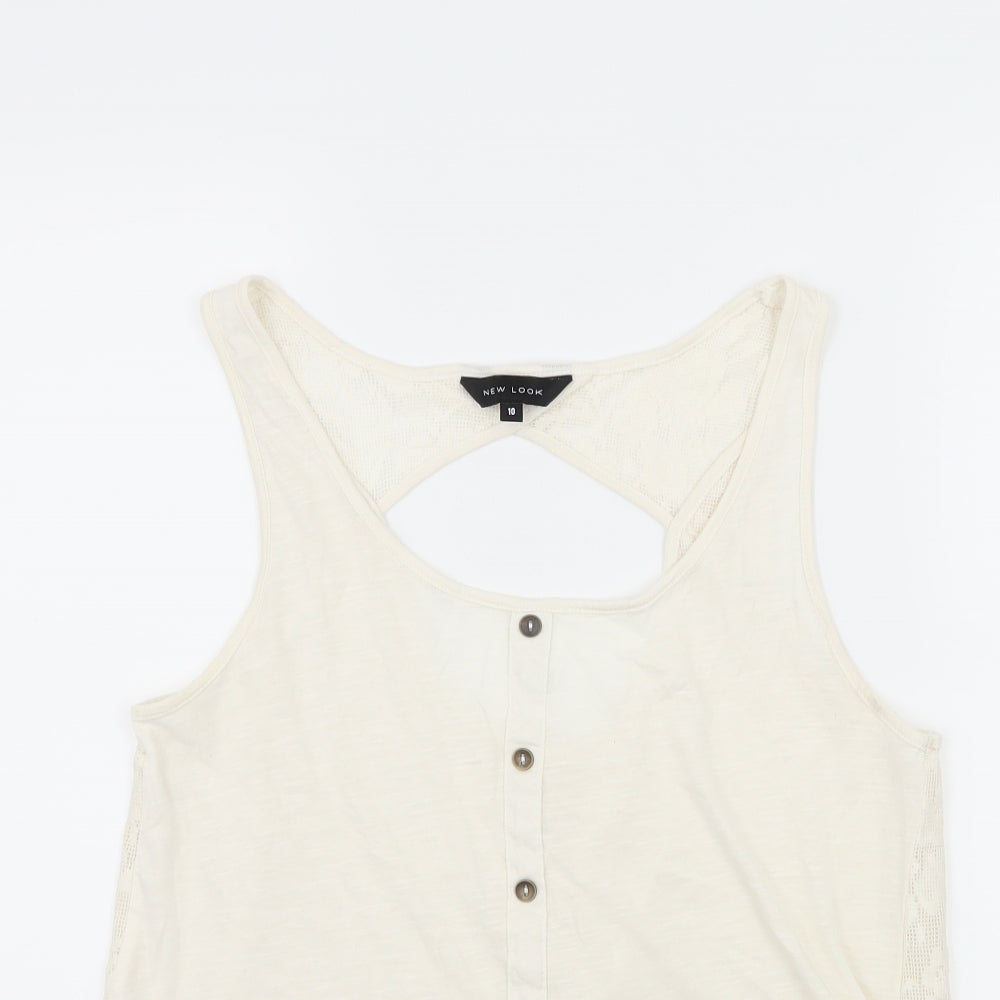 New Look Womens Ivory  Jersey Camisole Tank Size 10  - Open back