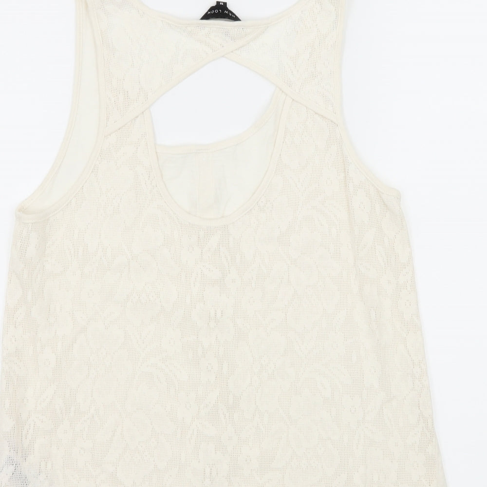 New Look Womens Ivory  Jersey Camisole Tank Size 10  - Open back