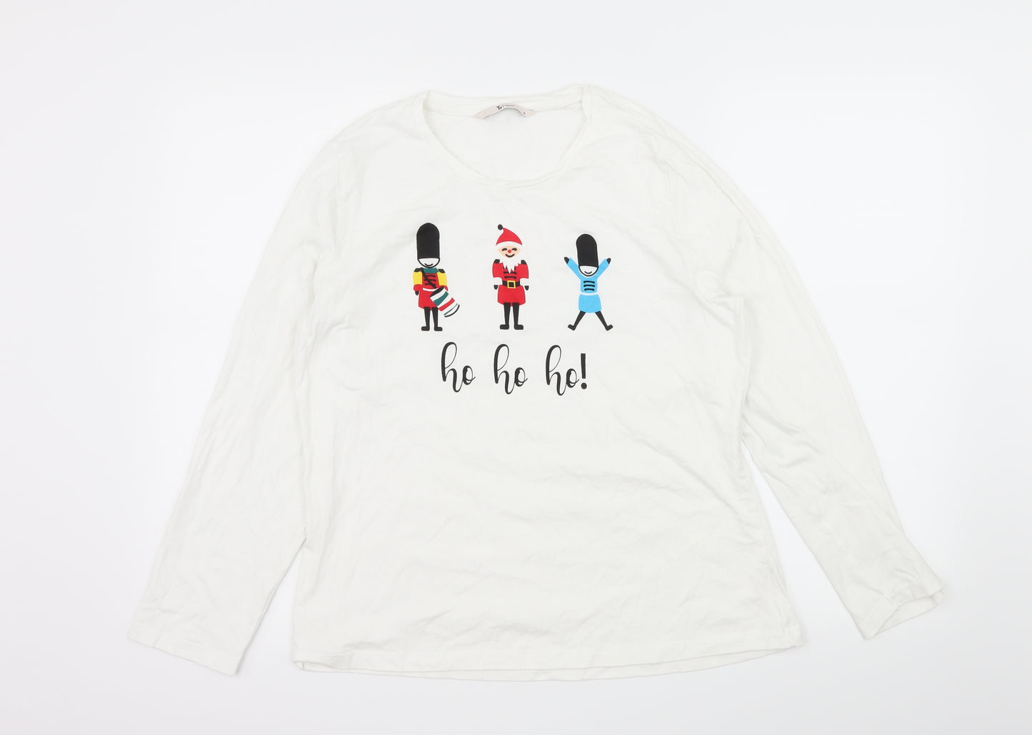TU Womens White  Jersey Basic T-Shirt Size 16  - Ho Ho Ho
