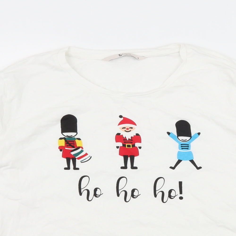 TU Womens White  Jersey Basic T-Shirt Size 16  - Ho Ho Ho