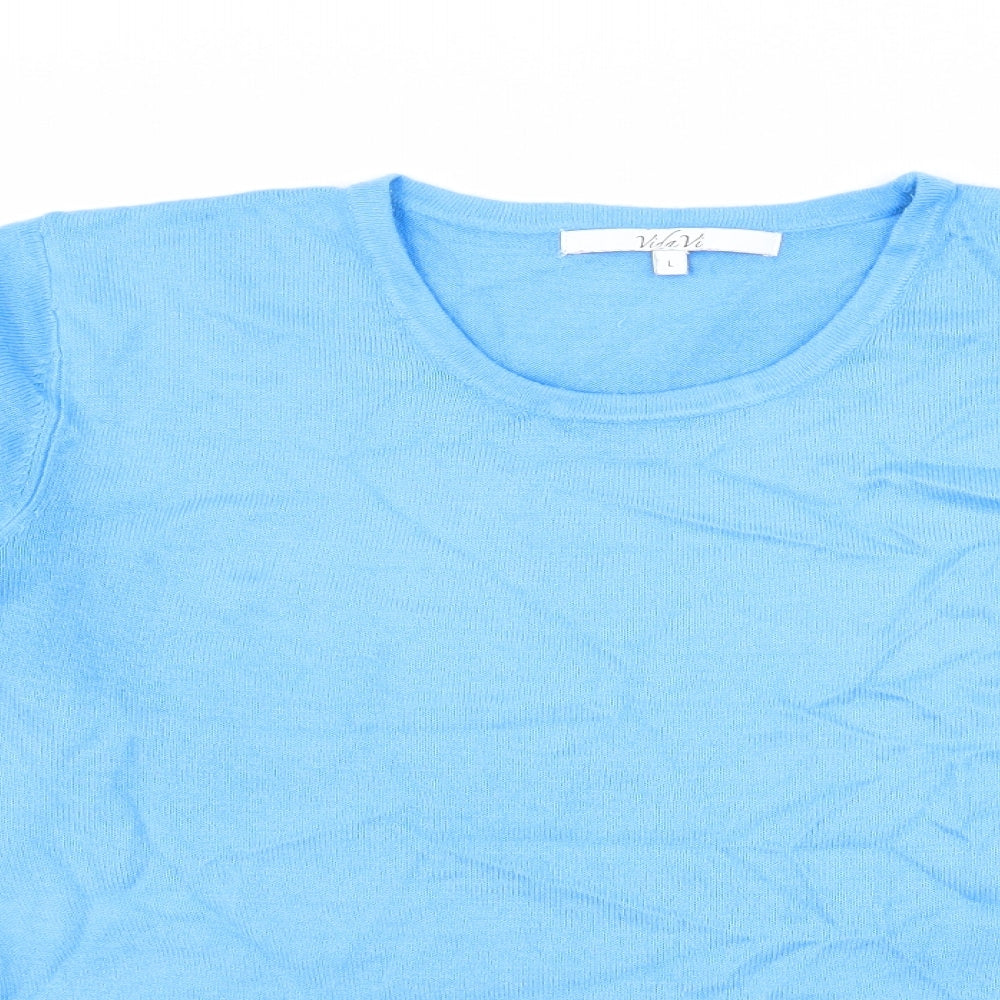 Vida Vi Womens Blue  Knit Pullover Jumper Size L