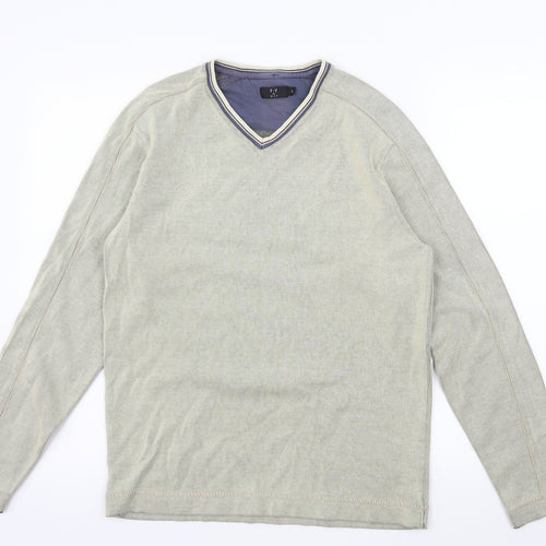 F&F Mens Beige Striped Jersey Pullover Sweatshirt Size S