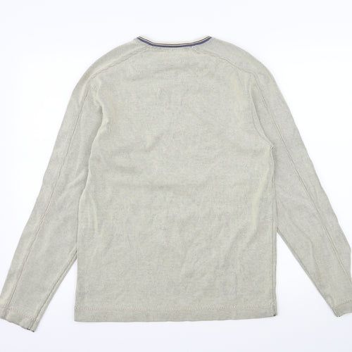 F&F Mens Beige Striped Jersey Pullover Sweatshirt Size S