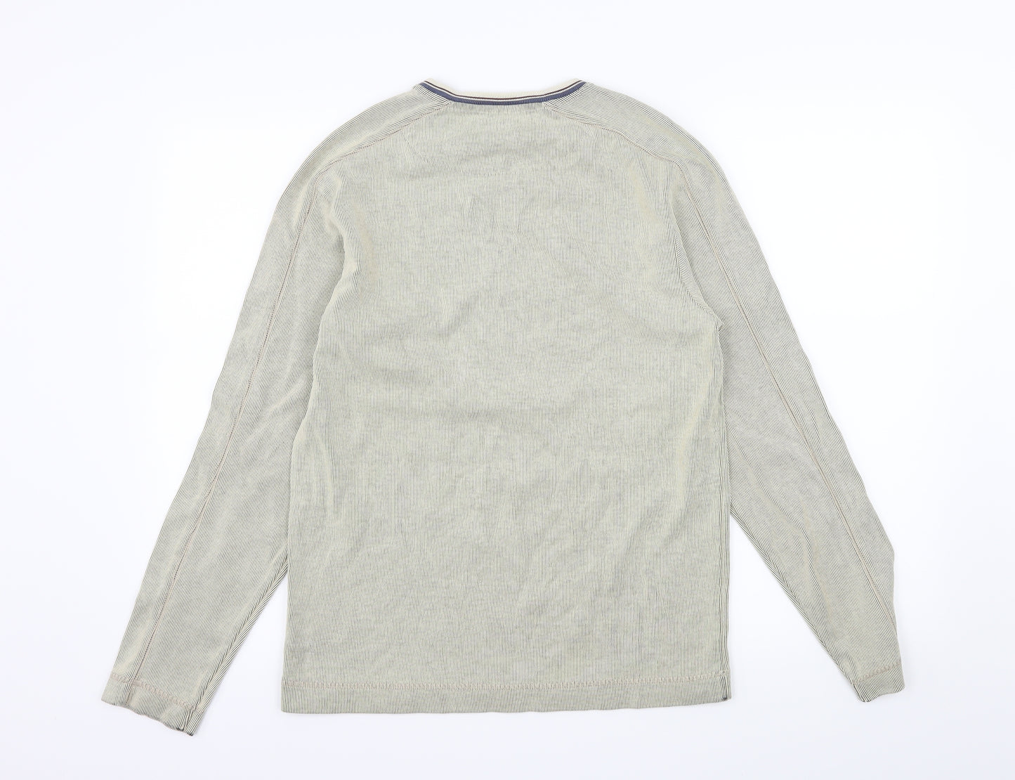 F&F Mens Beige Striped Jersey Pullover Sweatshirt Size S