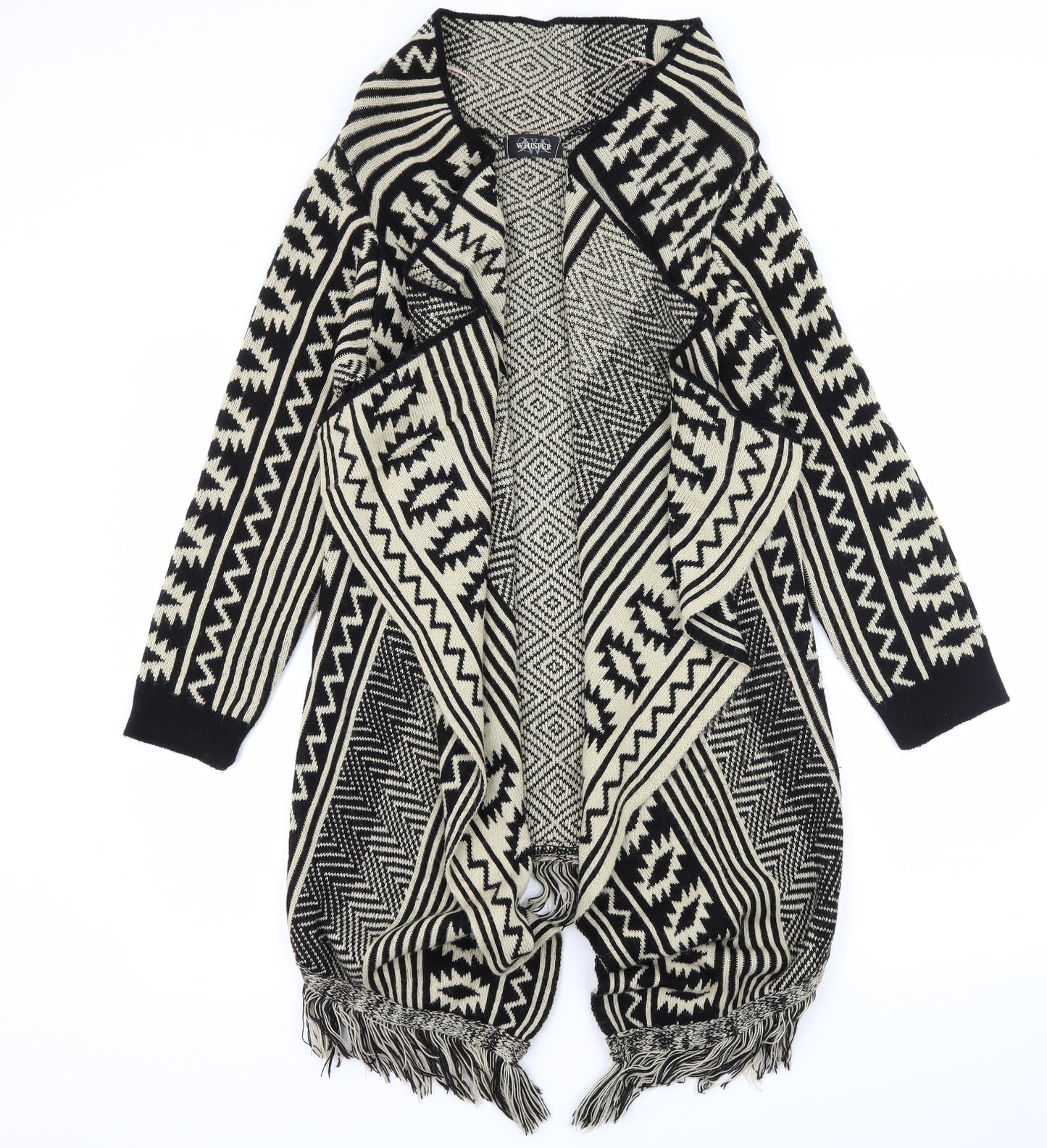 Whisper Womens Beige Striped Knit Cardigan Jumper Size M