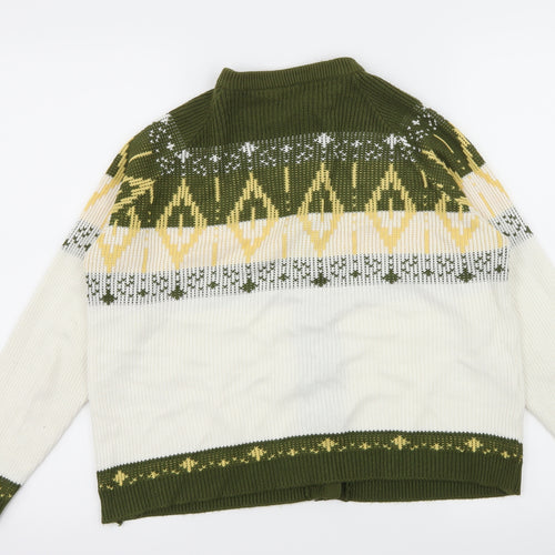 St Michael Womens Ivory Geometric Knit Cardigan Jumper Size 6