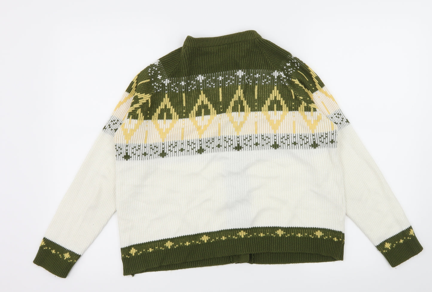 St Michael Womens Ivory Geometric Knit Cardigan Jumper Size 6