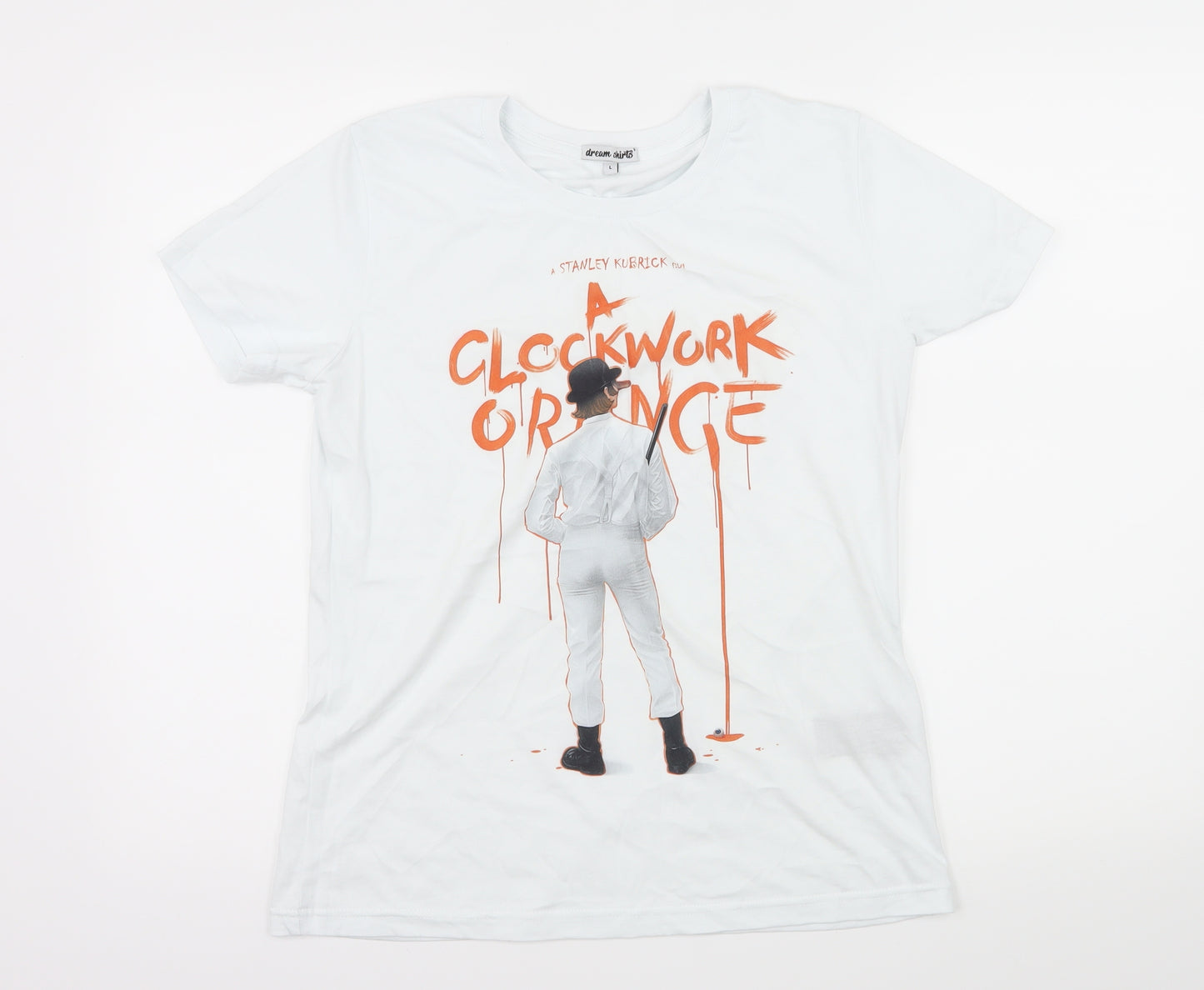 Dream Shirts Mens White  Jersey  T-Shirt Size L  - Clockwork Orange