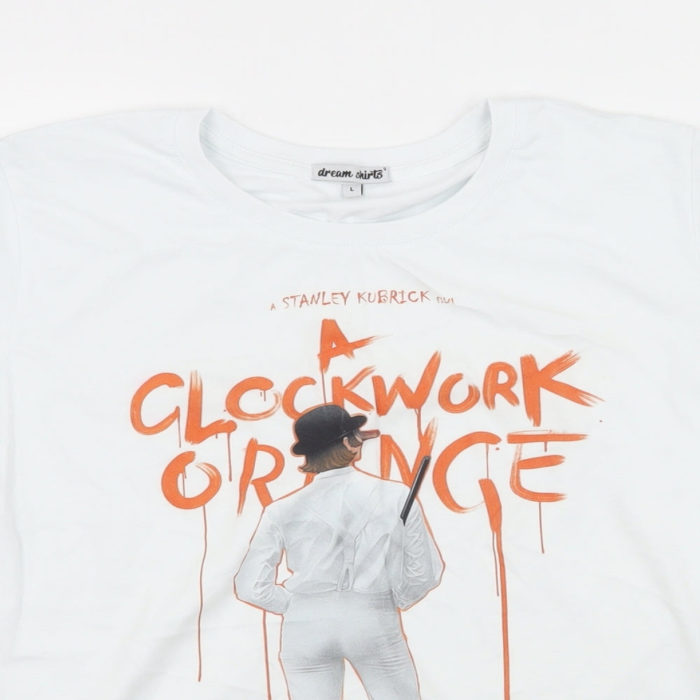 Dream Shirts Mens White  Jersey  T-Shirt Size L  - Clockwork Orange