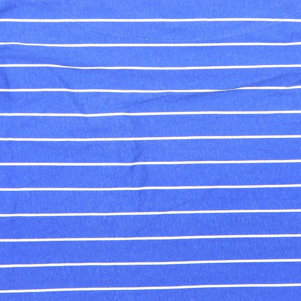St Michael Womens Blue Striped Jersey Basic T-Shirt Size 8  - Flower detail