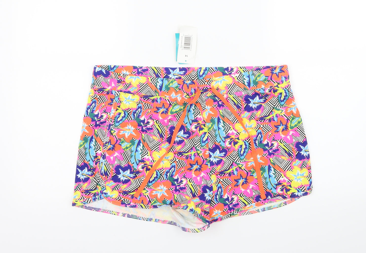 Papaya Womens Multicoloured Floral Jersey Sweat Shorts Size 14