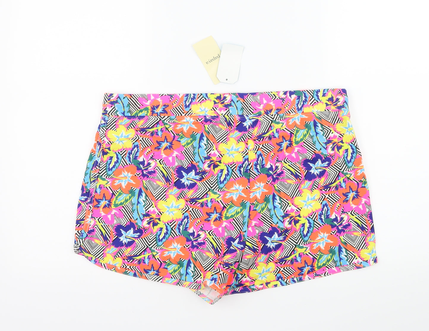 Papaya Womens Multicoloured Floral Jersey Sweat Shorts Size 14