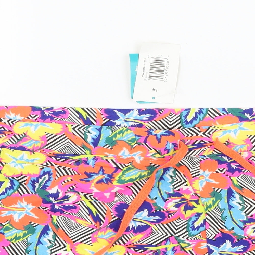 Papaya Womens Multicoloured Floral Jersey Sweat Shorts Size 14