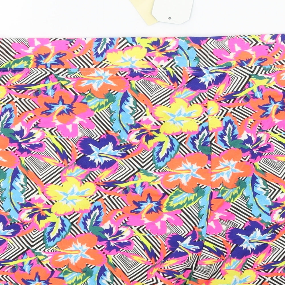 Papaya Womens Multicoloured Floral Jersey Sweat Shorts Size 14