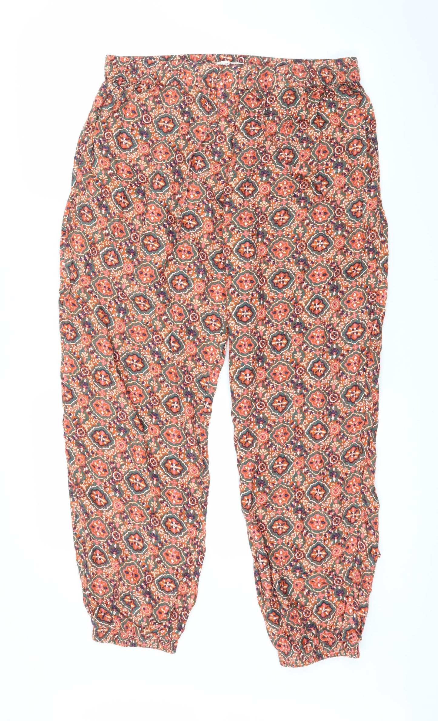 Fat Face Womens Orange Geometric  Trousers  Size 16 L27 in