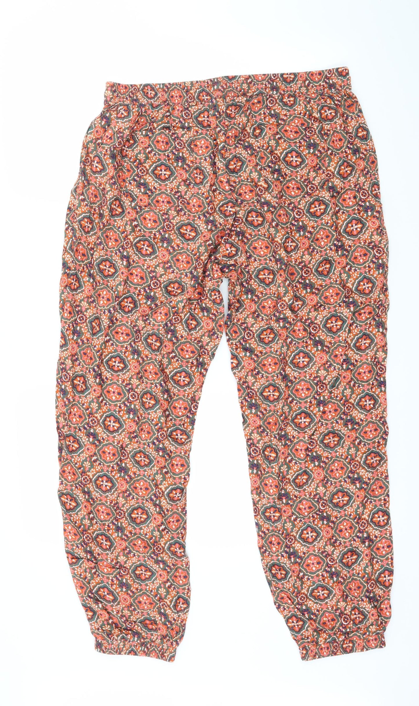 Fat Face Womens Orange Geometric  Trousers  Size 16 L27 in