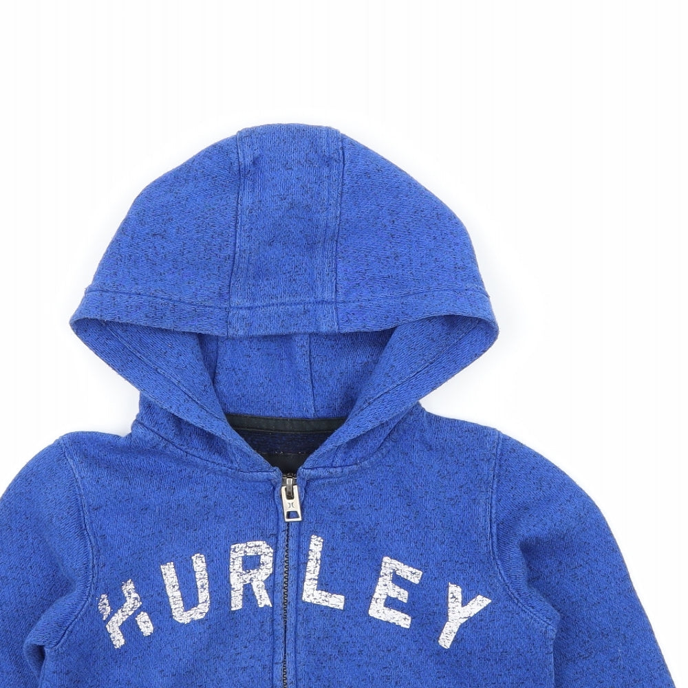 Hurley Boys Blue  Jersey Full Zip Hoodie Size 4 Years  - Hurley