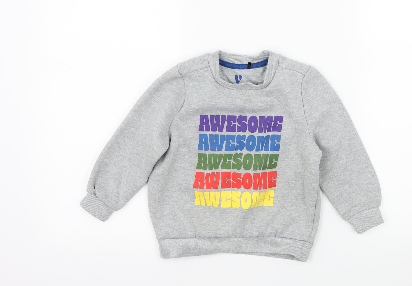 Very Boys Grey Geometric Jersey Pullover Sweatshirt Size 2-3 Years  - Awesome