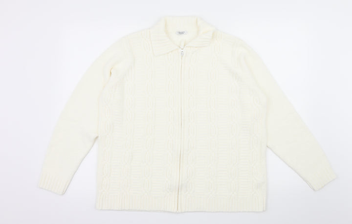 Berkertex Womens Ivory Knit Cardigan Jumper Size 18